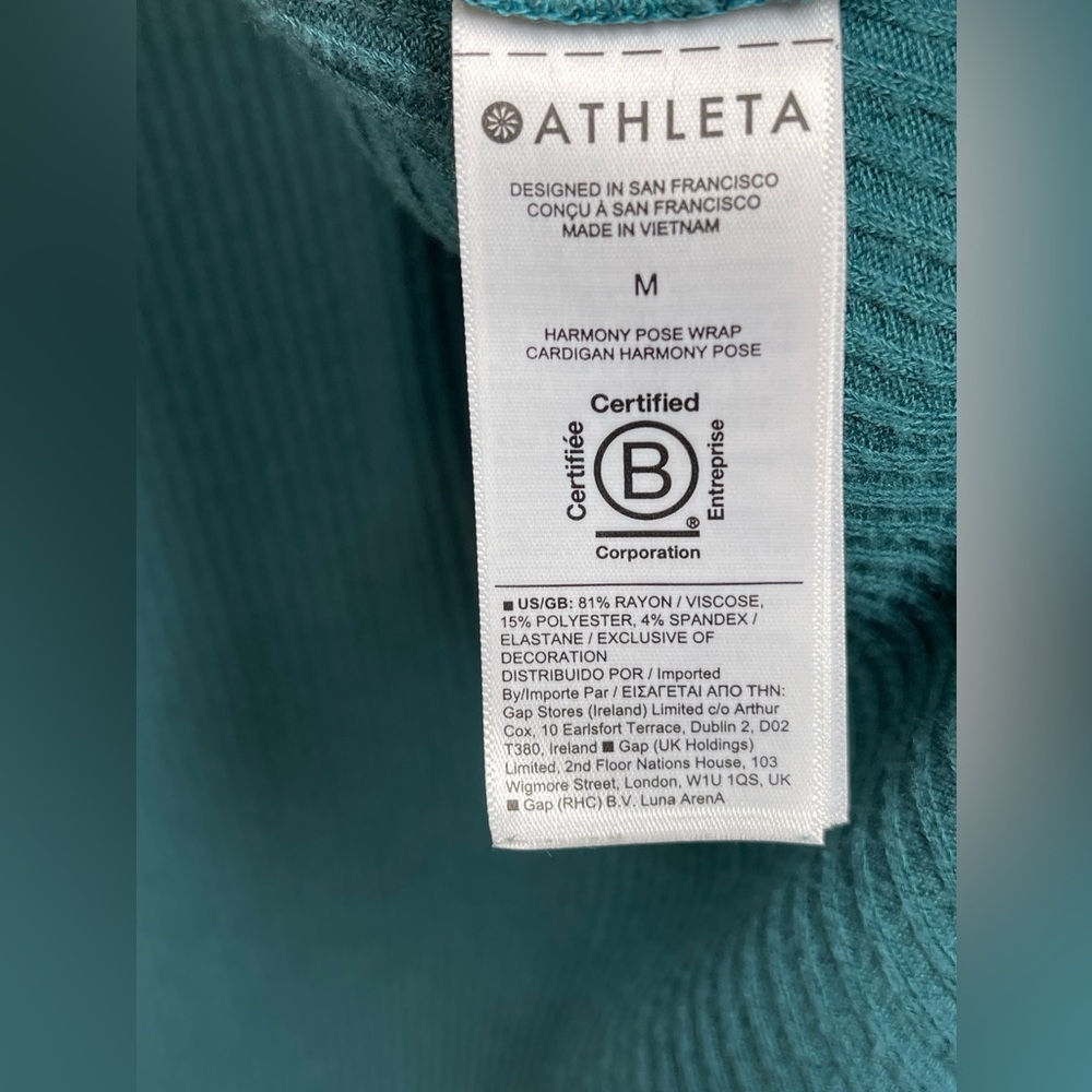 ATHLETA Women’s Pranayama Long Ribbed Hooded Cardigan Teal Size Medium - Picture 7 of 11